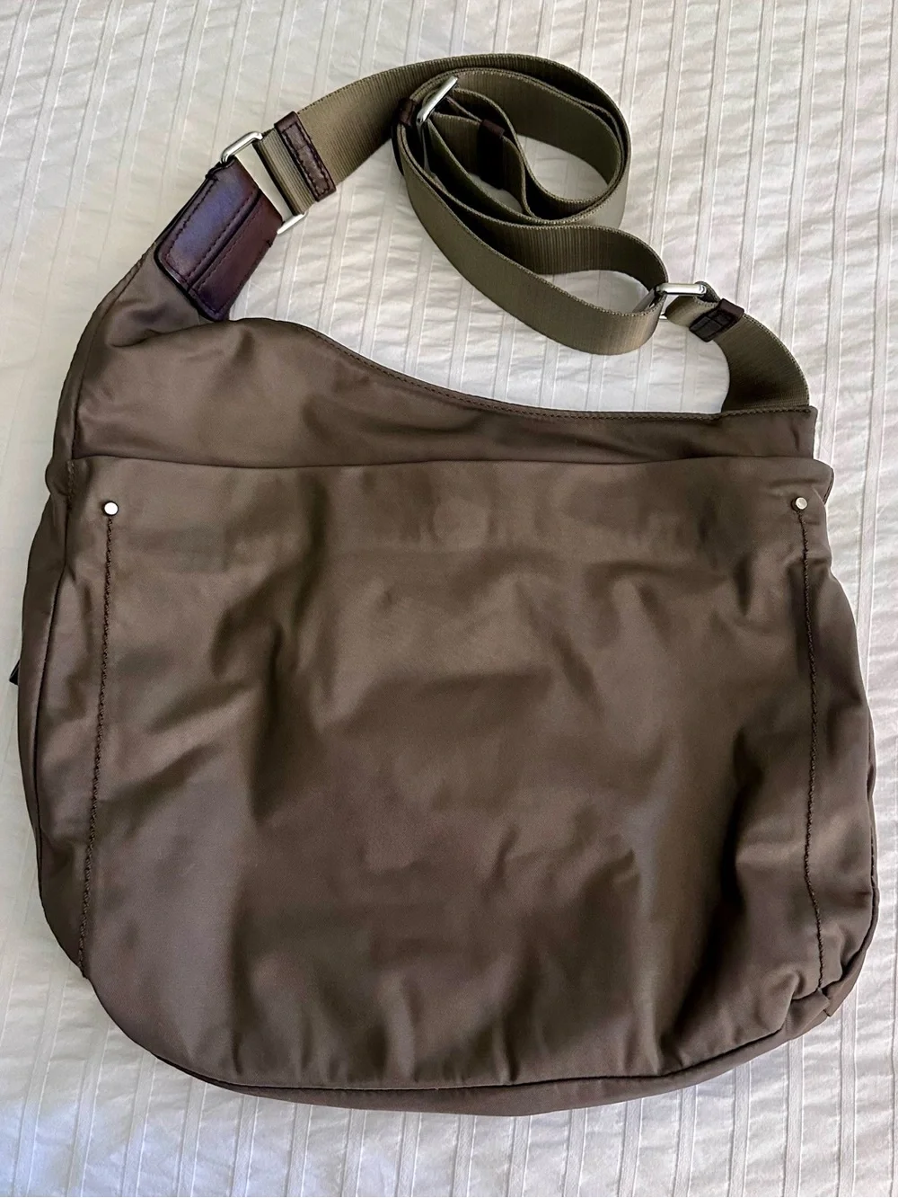 Tumi Voyageur Sumatra Crossbody Bag Mushroom Grey Brown Travel Messenger Nylon